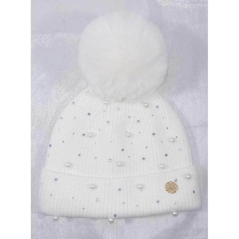 Lilly Pulitzer Women's Pearl & Rhinestone Embellished Pom Pom Beanie - Ivory